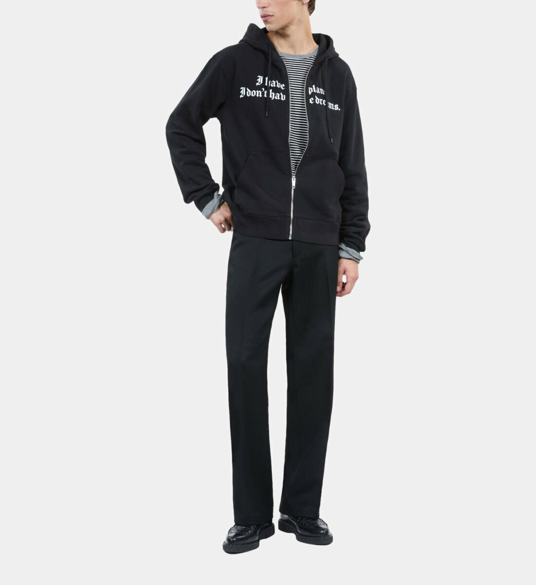 Sweatshirt À Capuche Et Sérigraphie Noir Homme