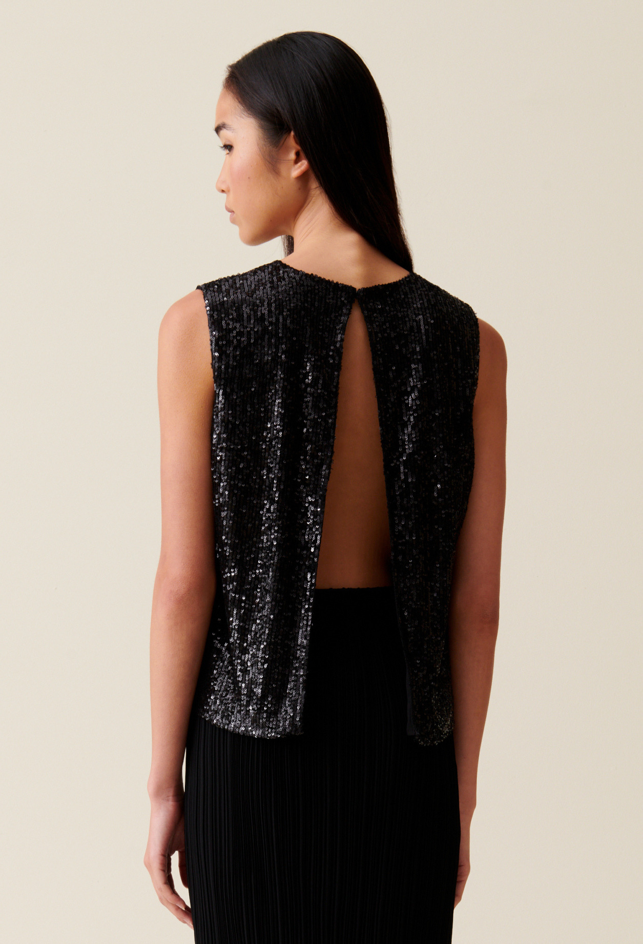 Top à sequins noir