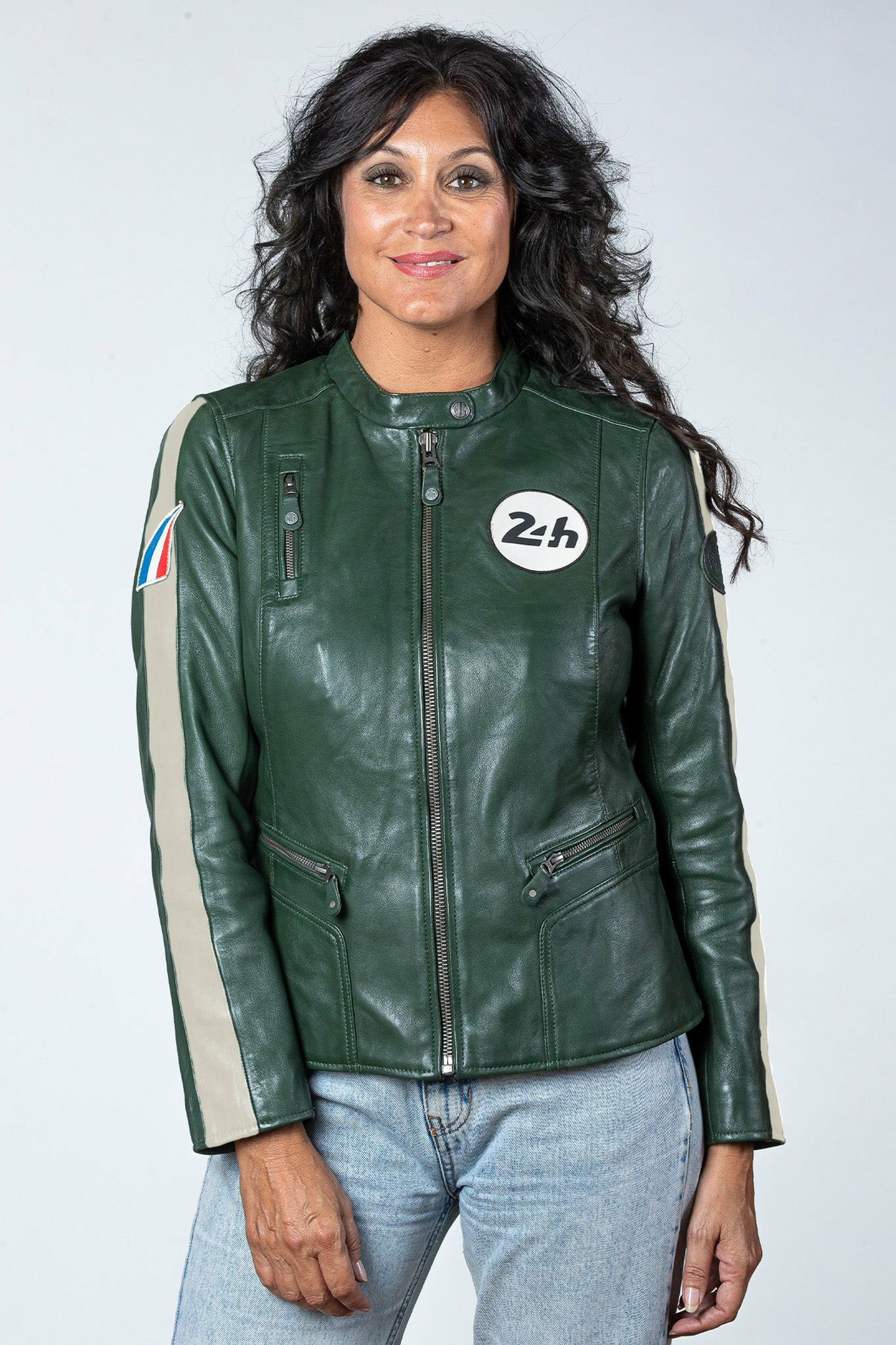 Blouson Cuir 24h Le Mans Femme Amanda vert