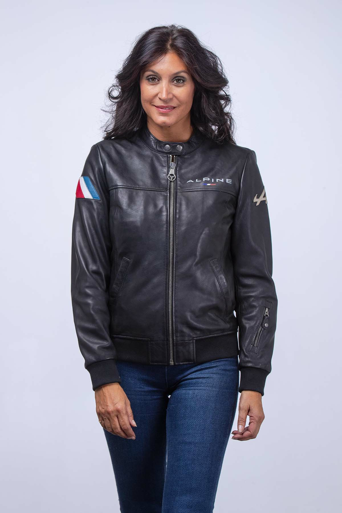Blouson cuir Alpine femme Sophia noir