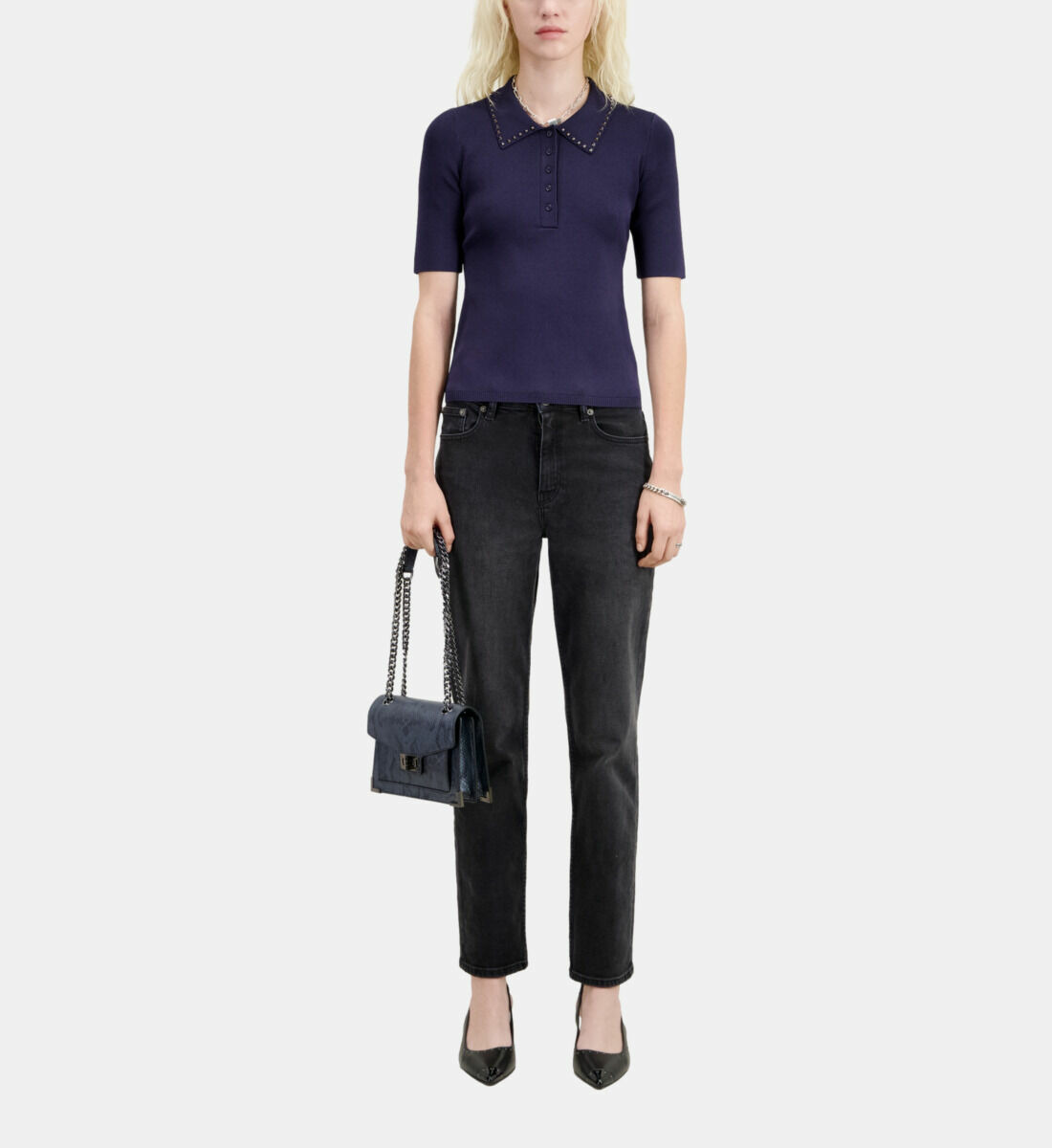 Polo Avec Detail De Studs Sur Le Col Femme