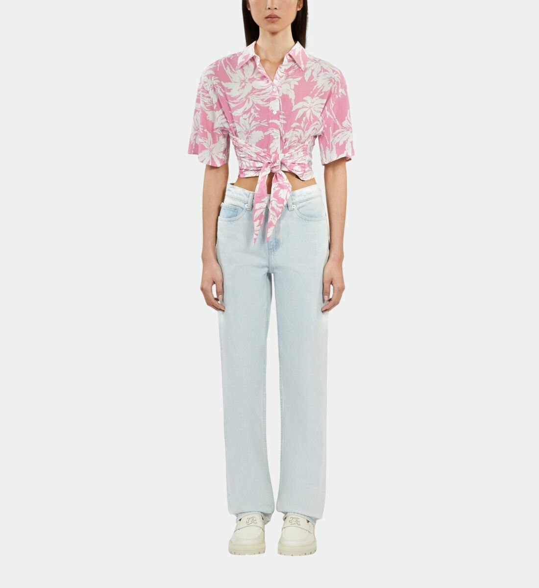 Jean Droit Bleu Clair Décoloré Femme