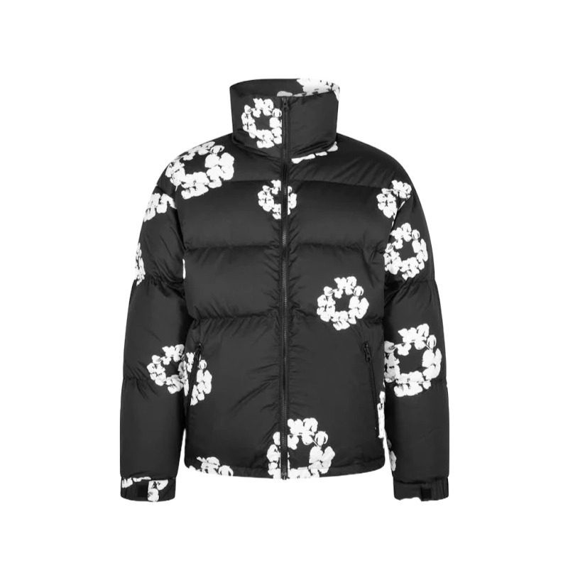 Denim Tears Cotton Wreath Puffer Jacket Noir