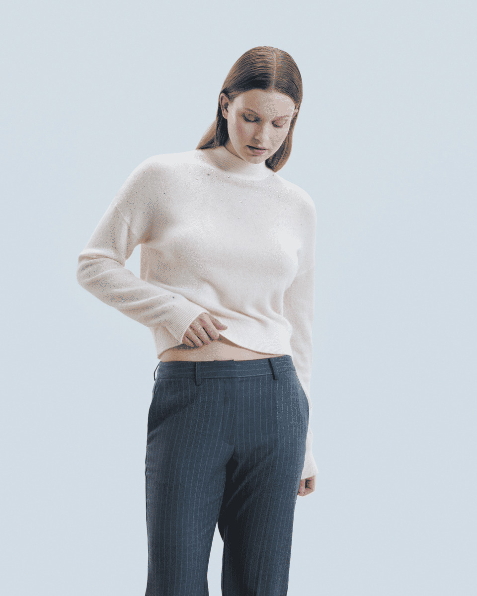 Pull Col Montant Strass Léger