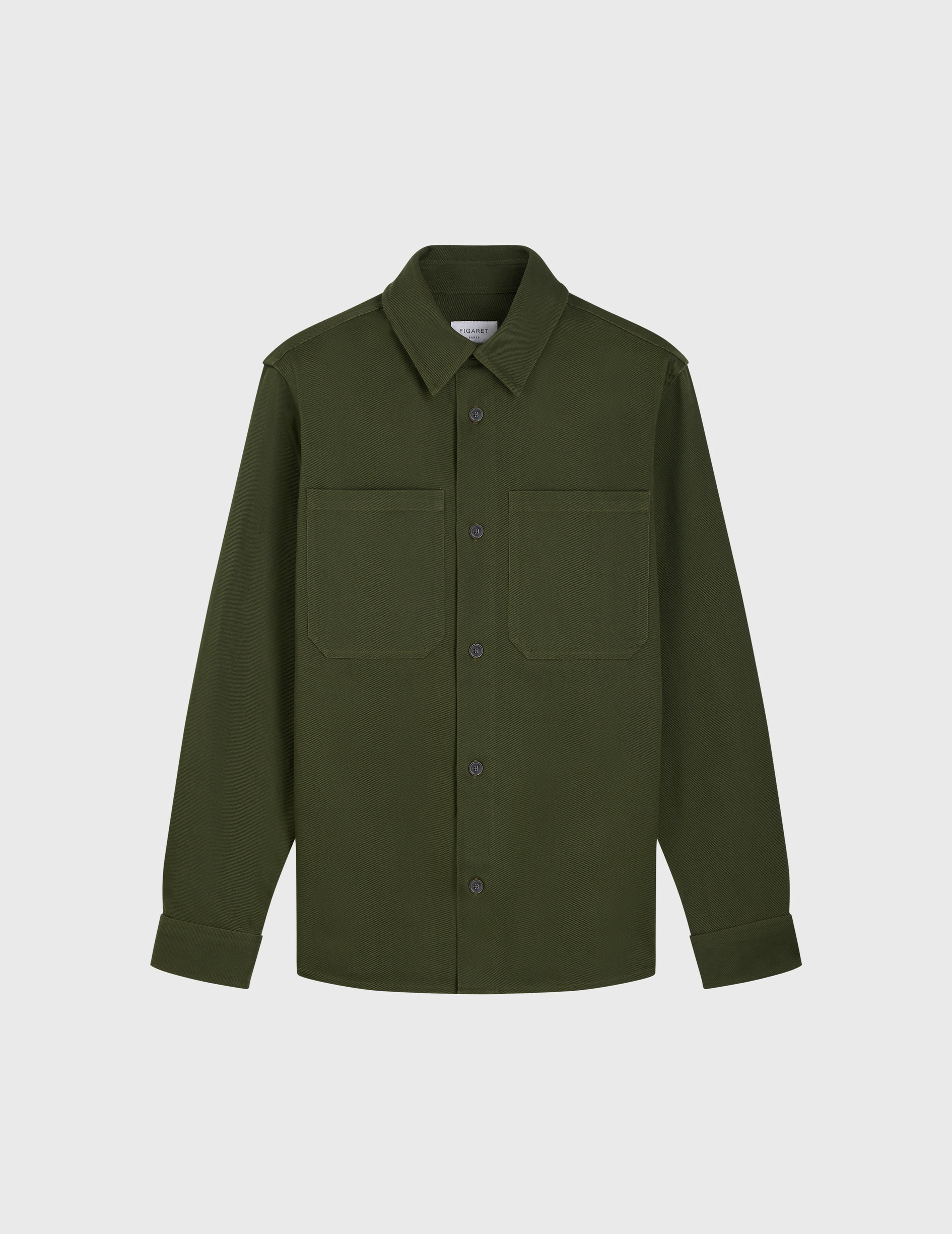 Surchemise cameron avec deux poches poitrine en twill de coton uni kaki