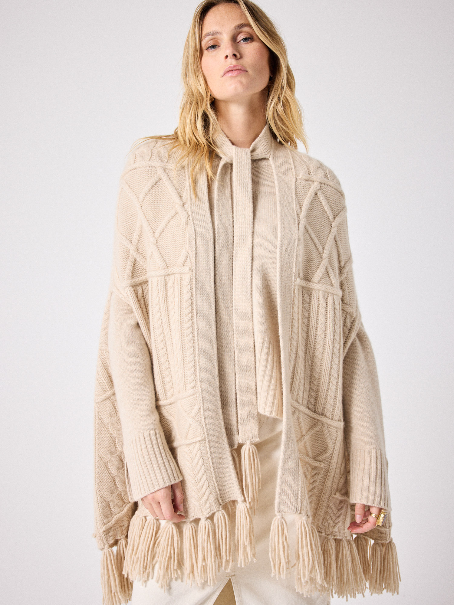 cape en cachemire Athara BEIGE_CHINE