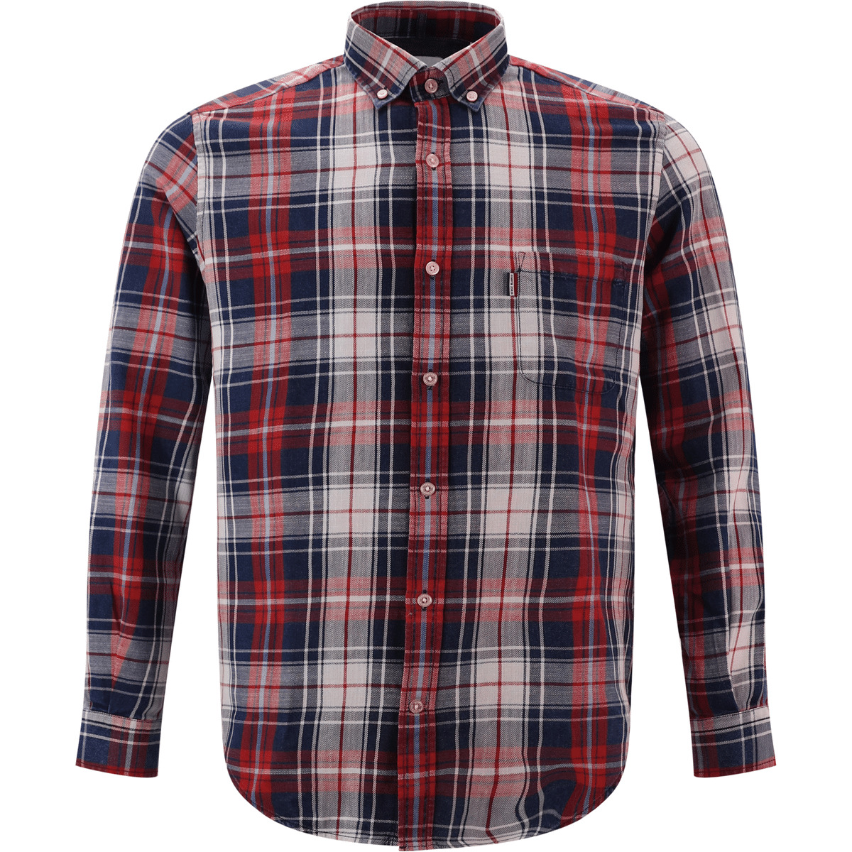 Chemise manches longues à carreaux rouge, bleu et blanc