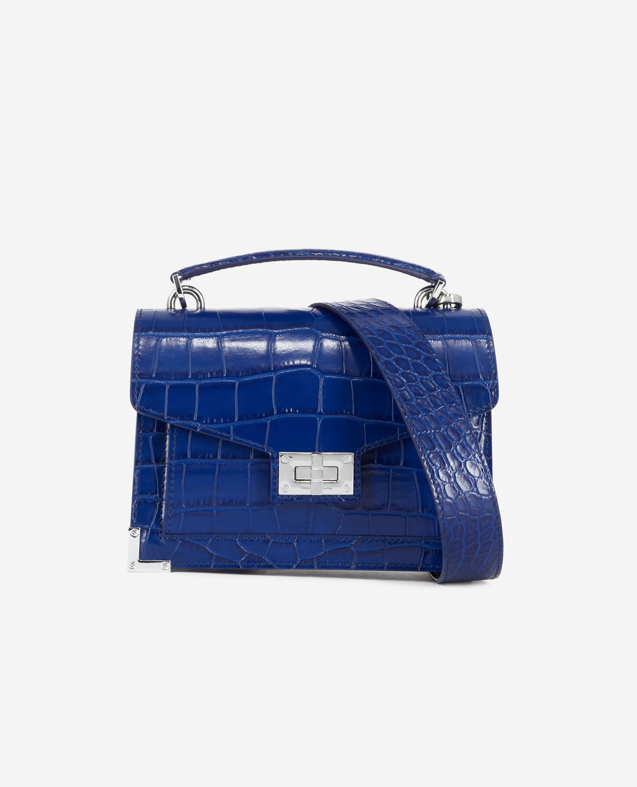 Sac Emily Small En Cuir Bleu Effet Crocodile
