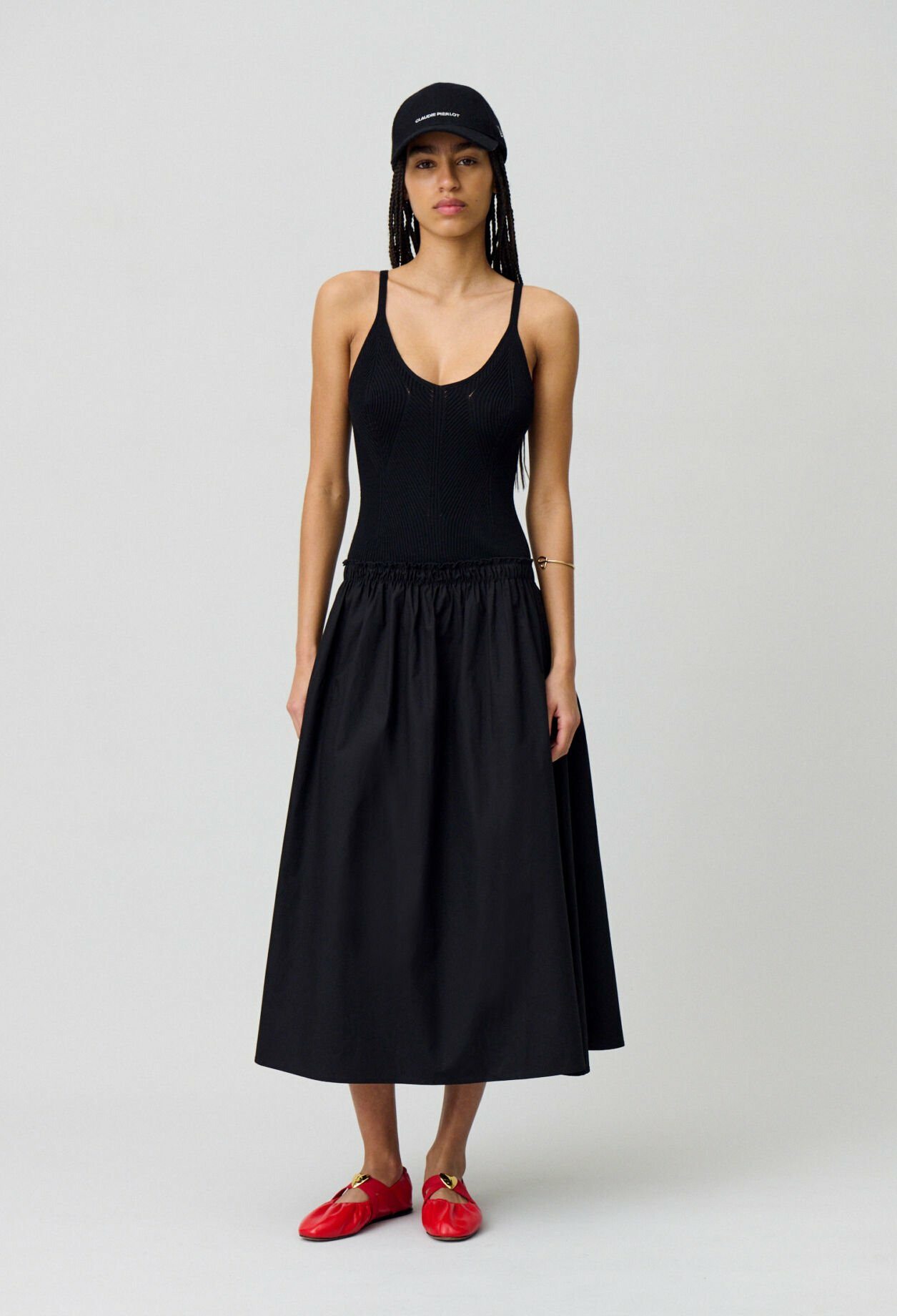 Robe mi-longue buste maille