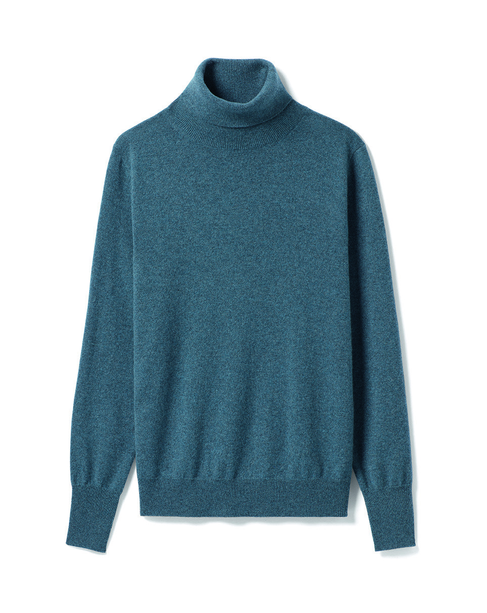 Pull col roulé classique - Homme - BLEU MINERAL