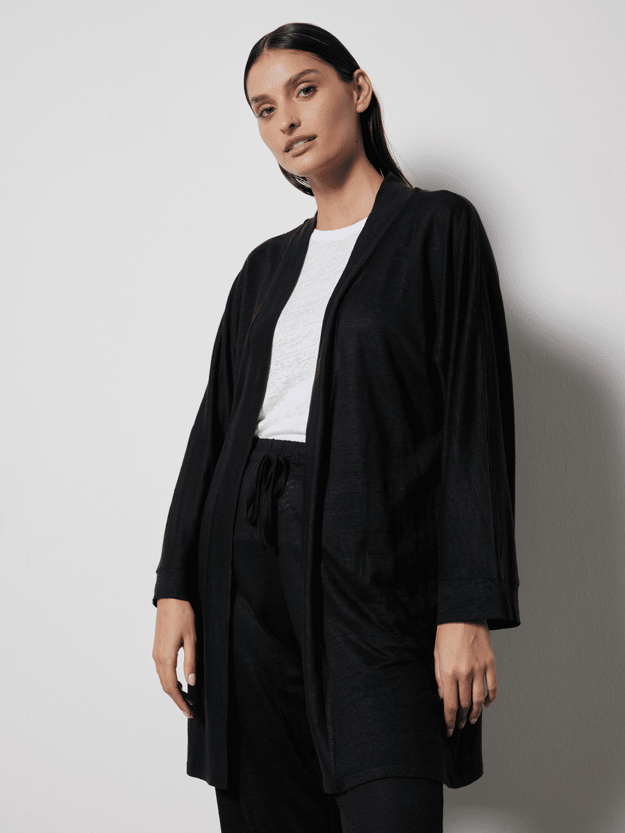 Gilet lin manches longues Reva EBENE