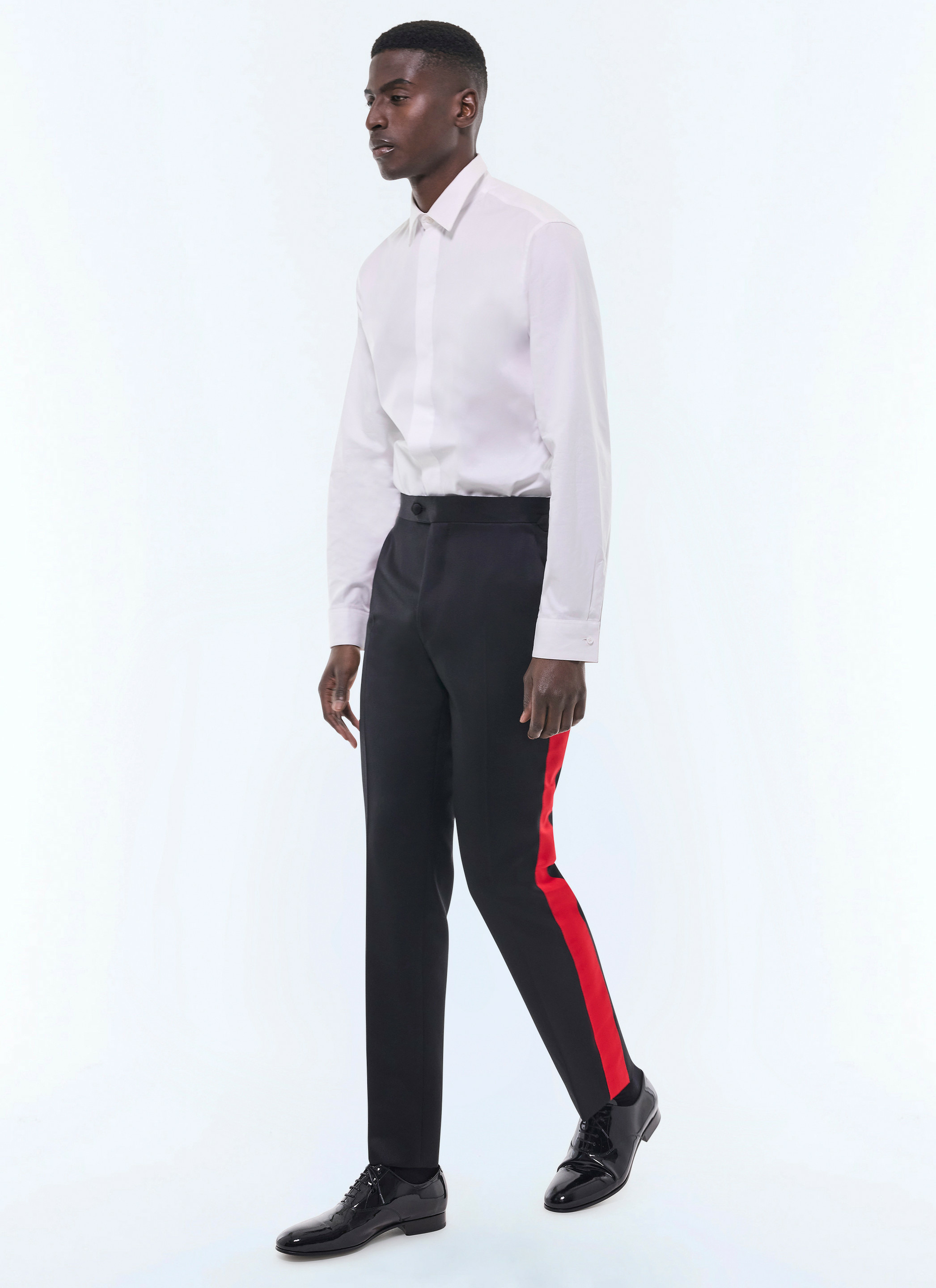 Pantalon de smoking ajusté en laine