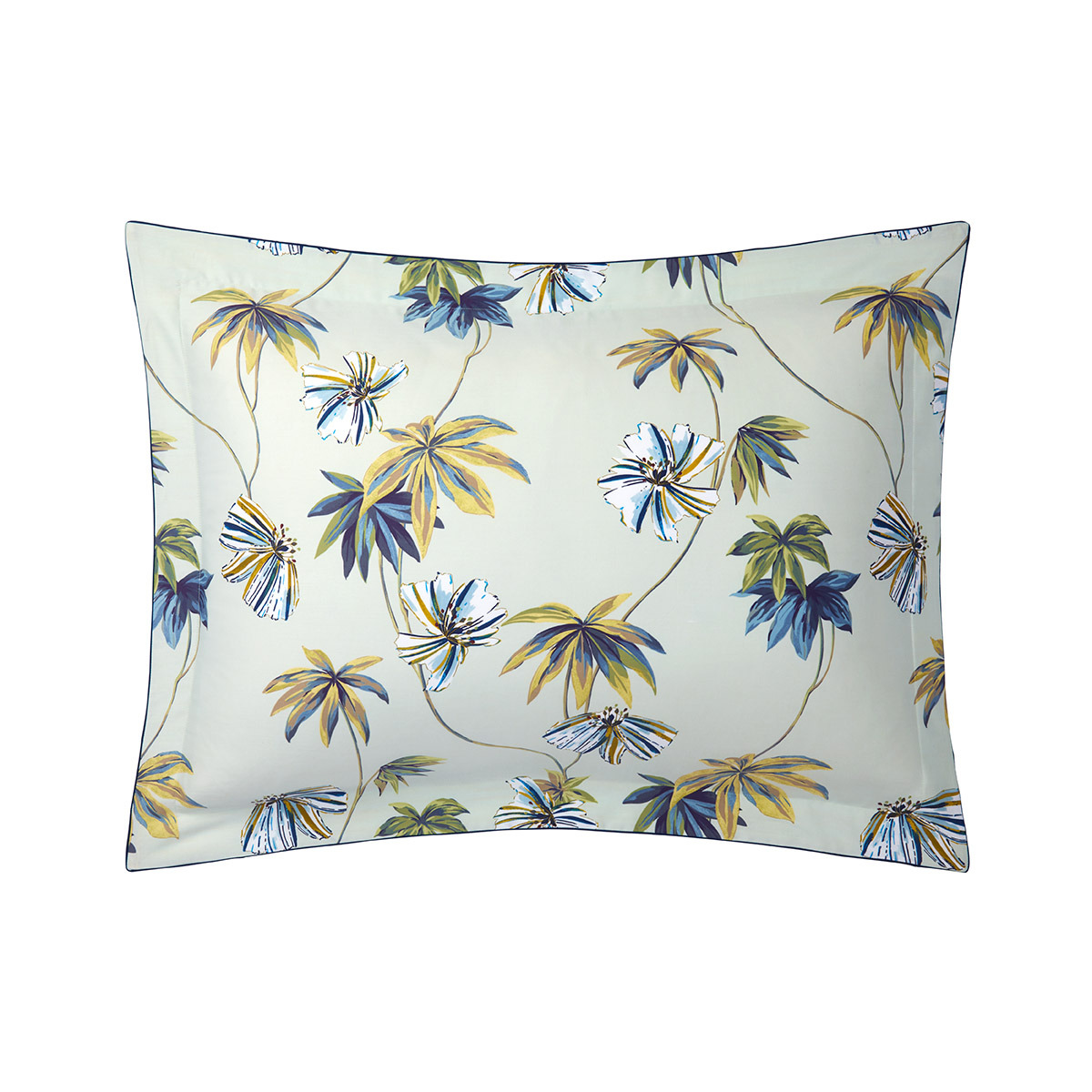 Yves Delorme - Taie d'oreiller en satin de coton vert, Tropical