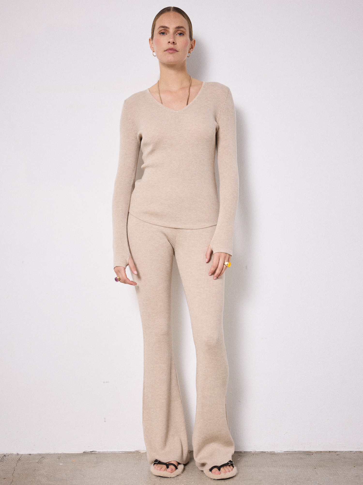 Pantalon laine Renée BEIGE CHINE