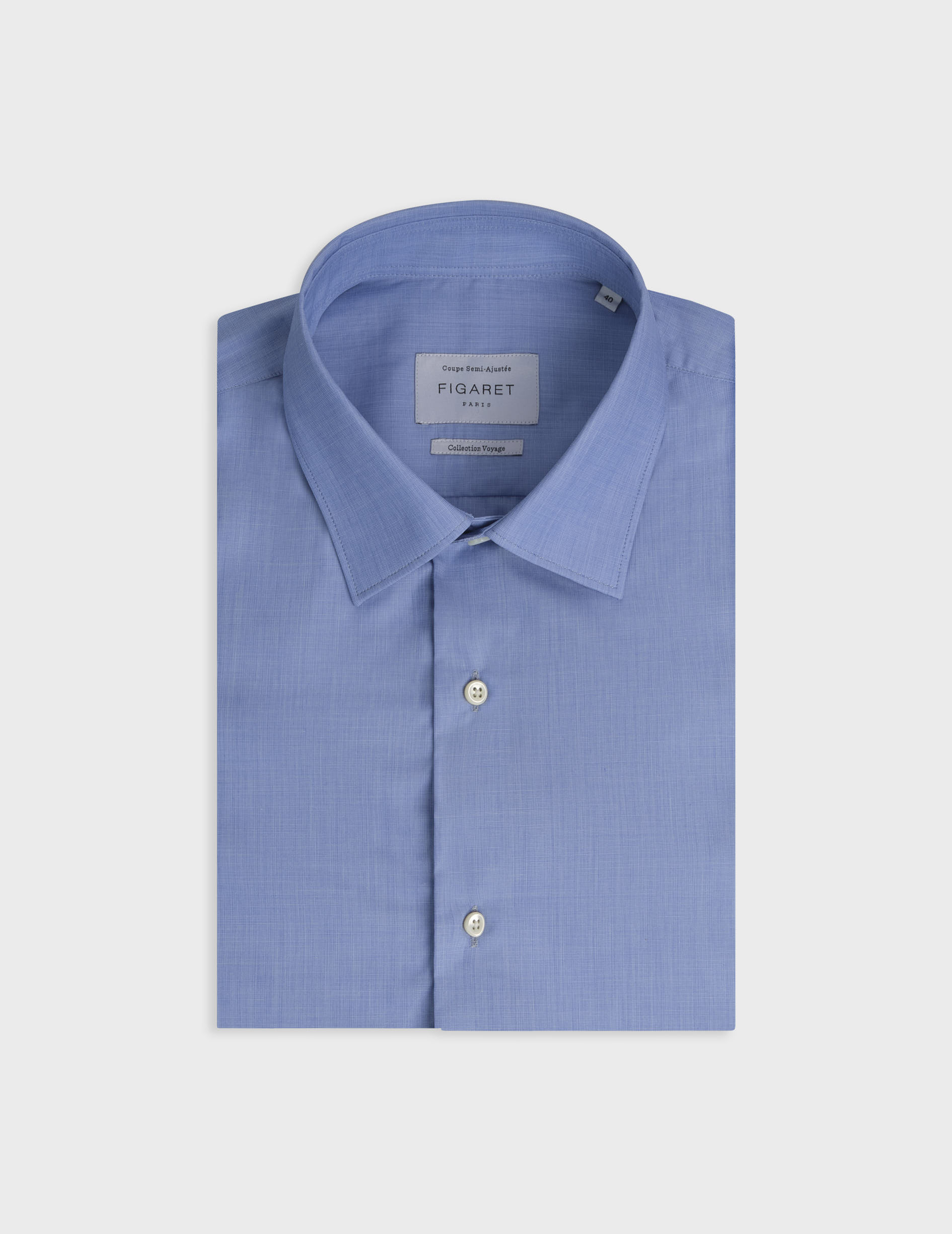 Chemise semi-ajustée voyage bleue