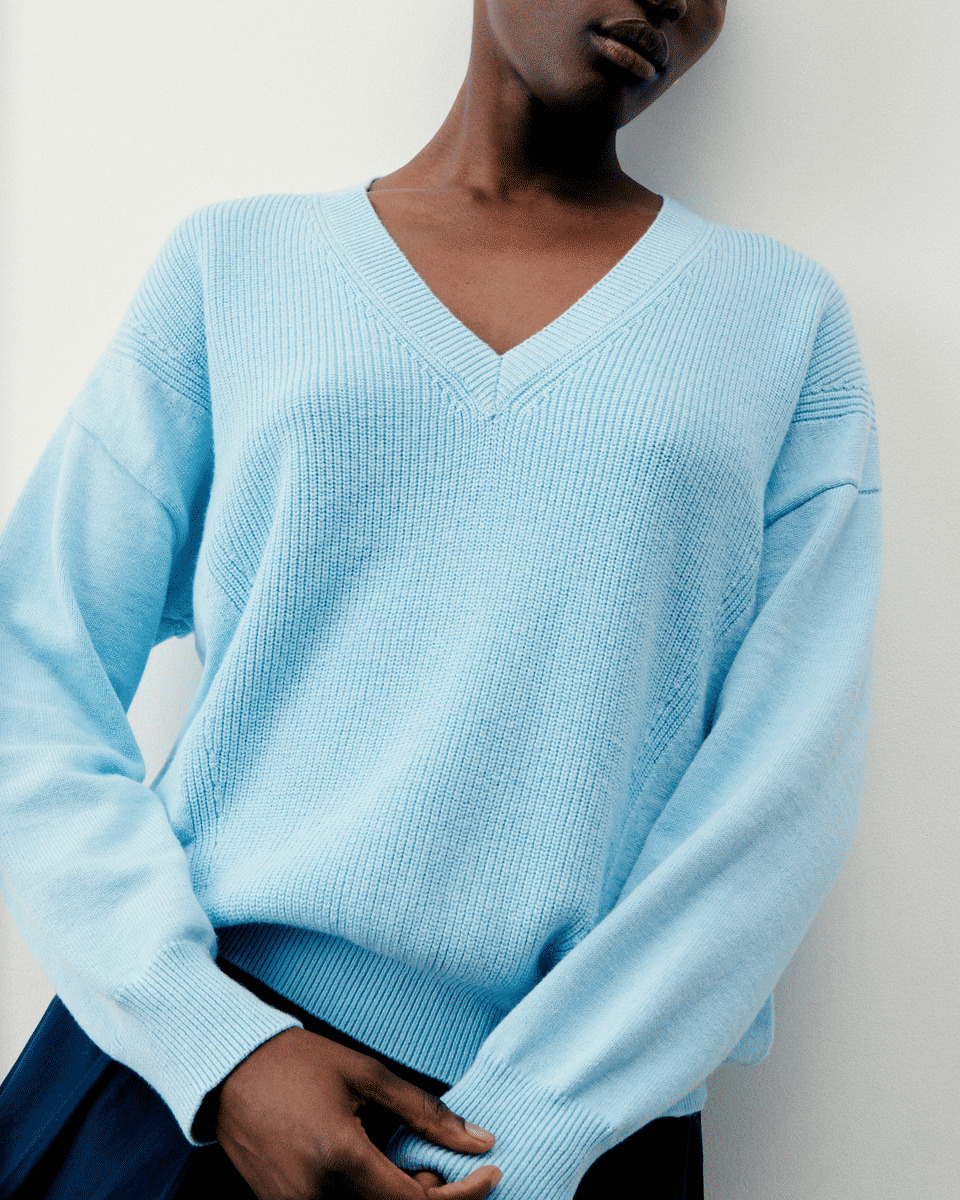 Pull Col V Maille Perlée