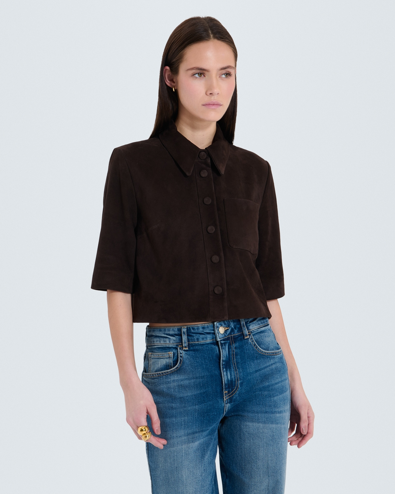 Chemise courte chocolat