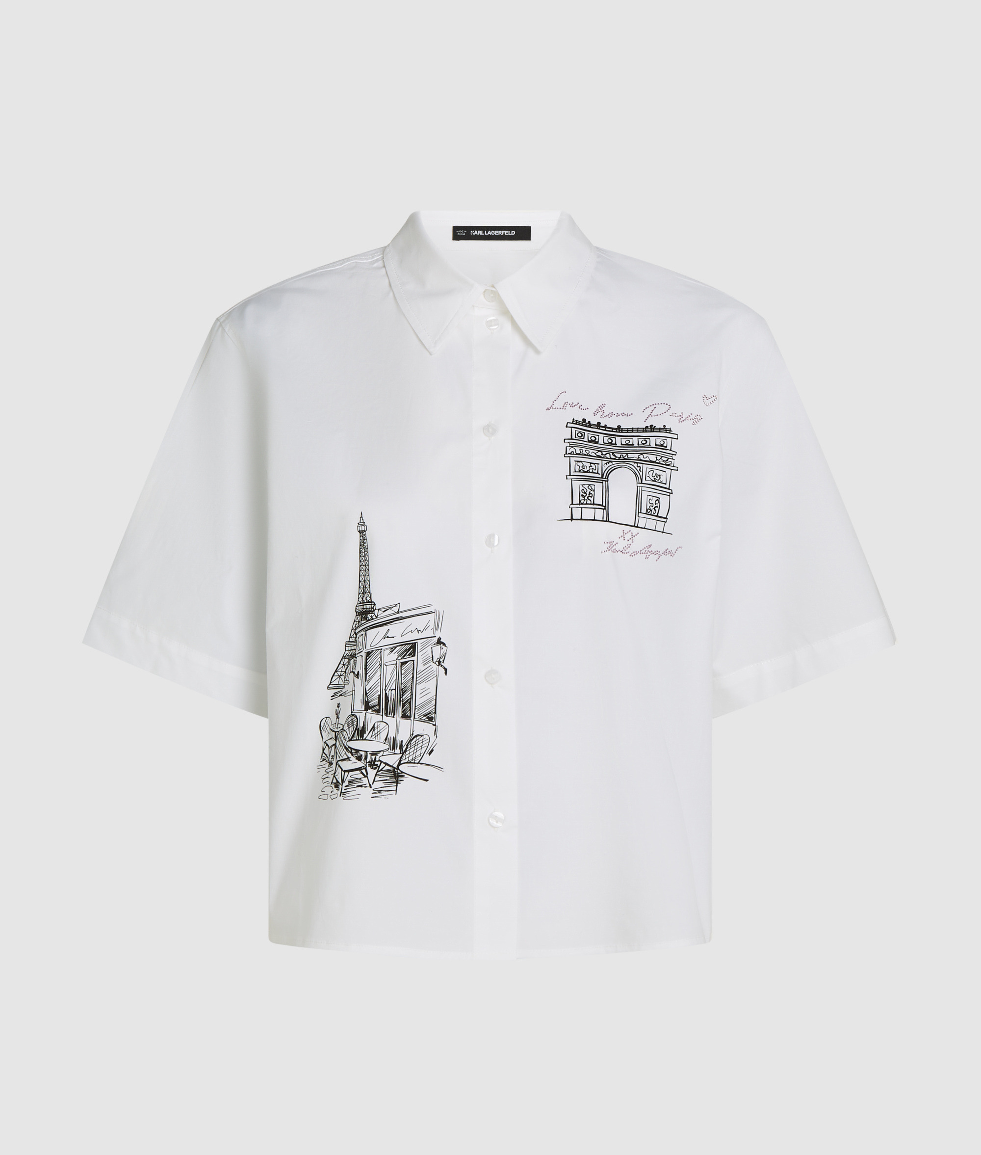 POPLIN PARIS PRINT BLOUSE