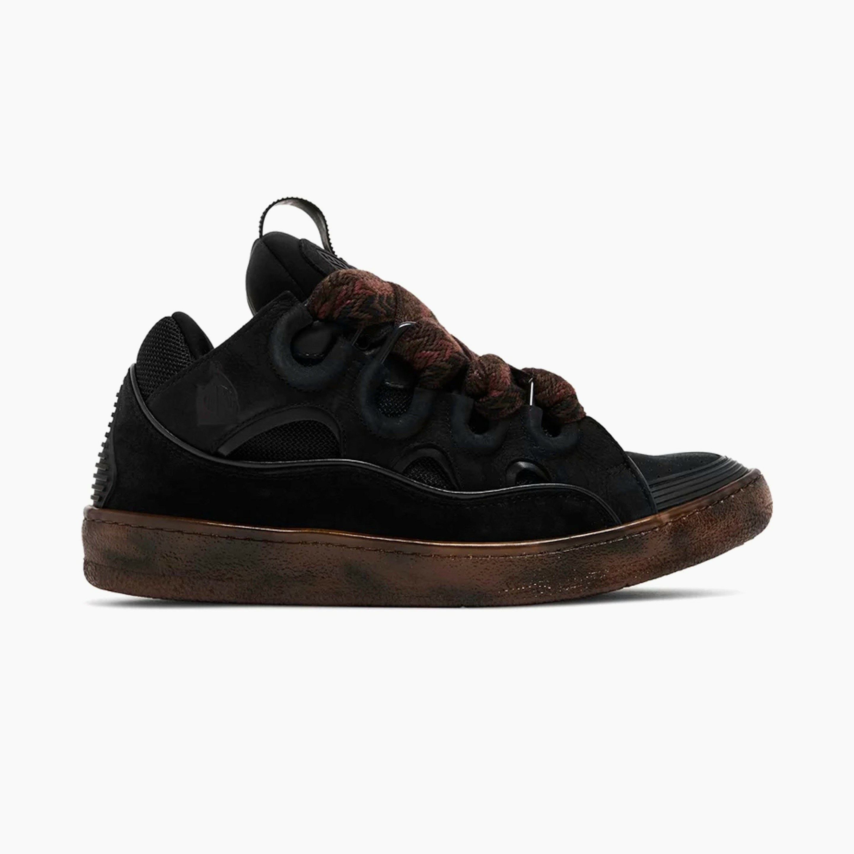 Lanvin Leather Curb Sneaker Dark Brown