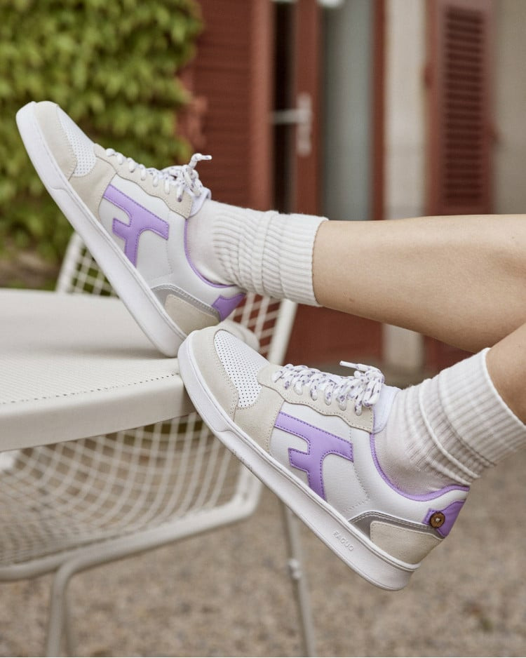 Baskets basses blanches & violet clair