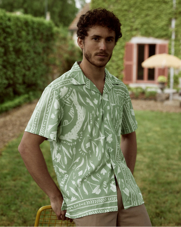 Chemise kaki & écru