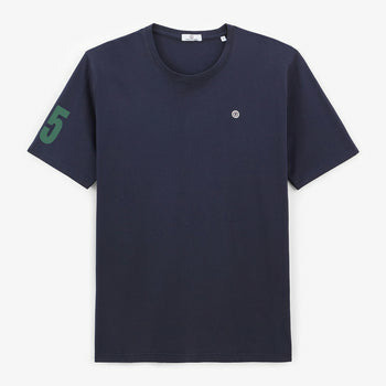 T-shirt manches courtes col rond en coton avec imprimé 15 bleu navy