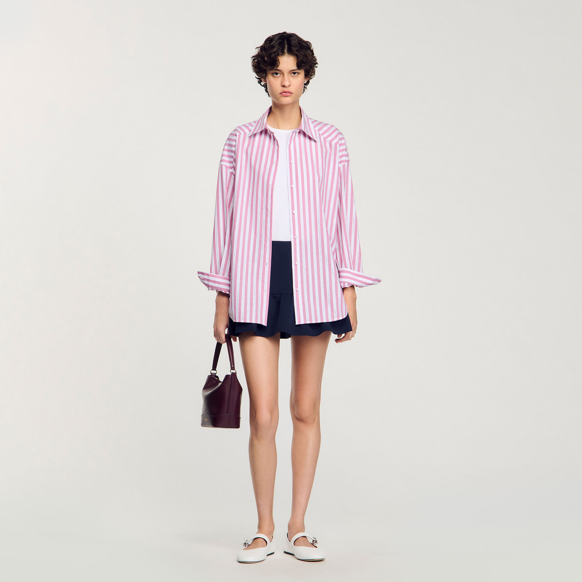 Chemise à rayures strassée