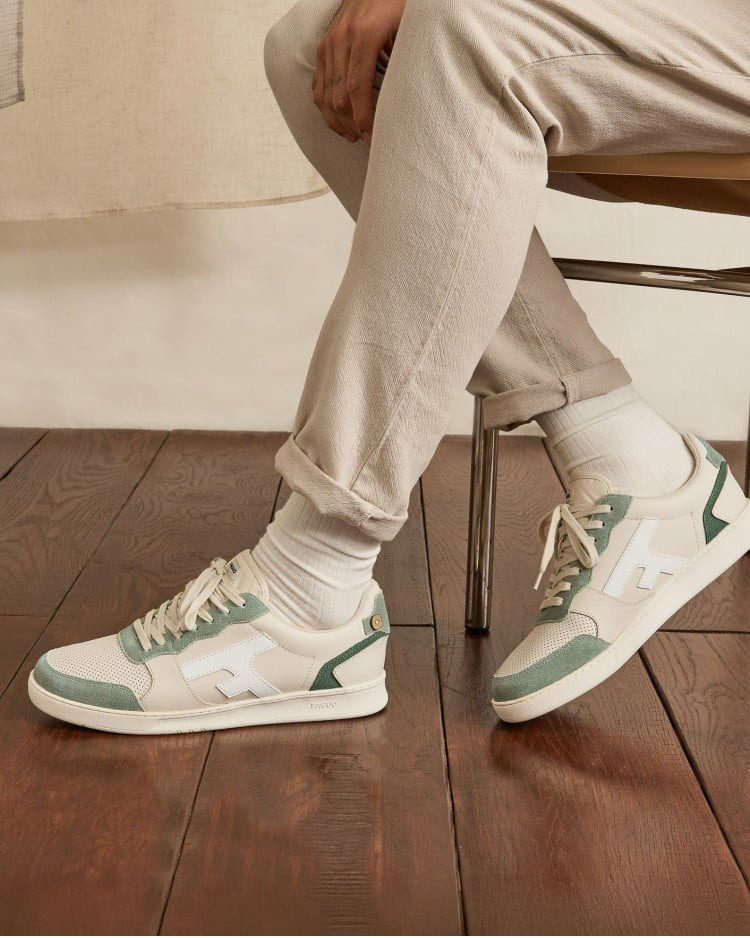 Baskets basses écrues & kaki clair