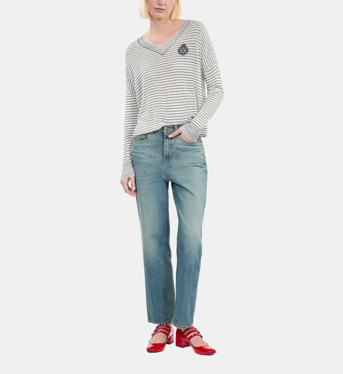 Pull Blason À Rayures En Laine Et Cachemire Femme