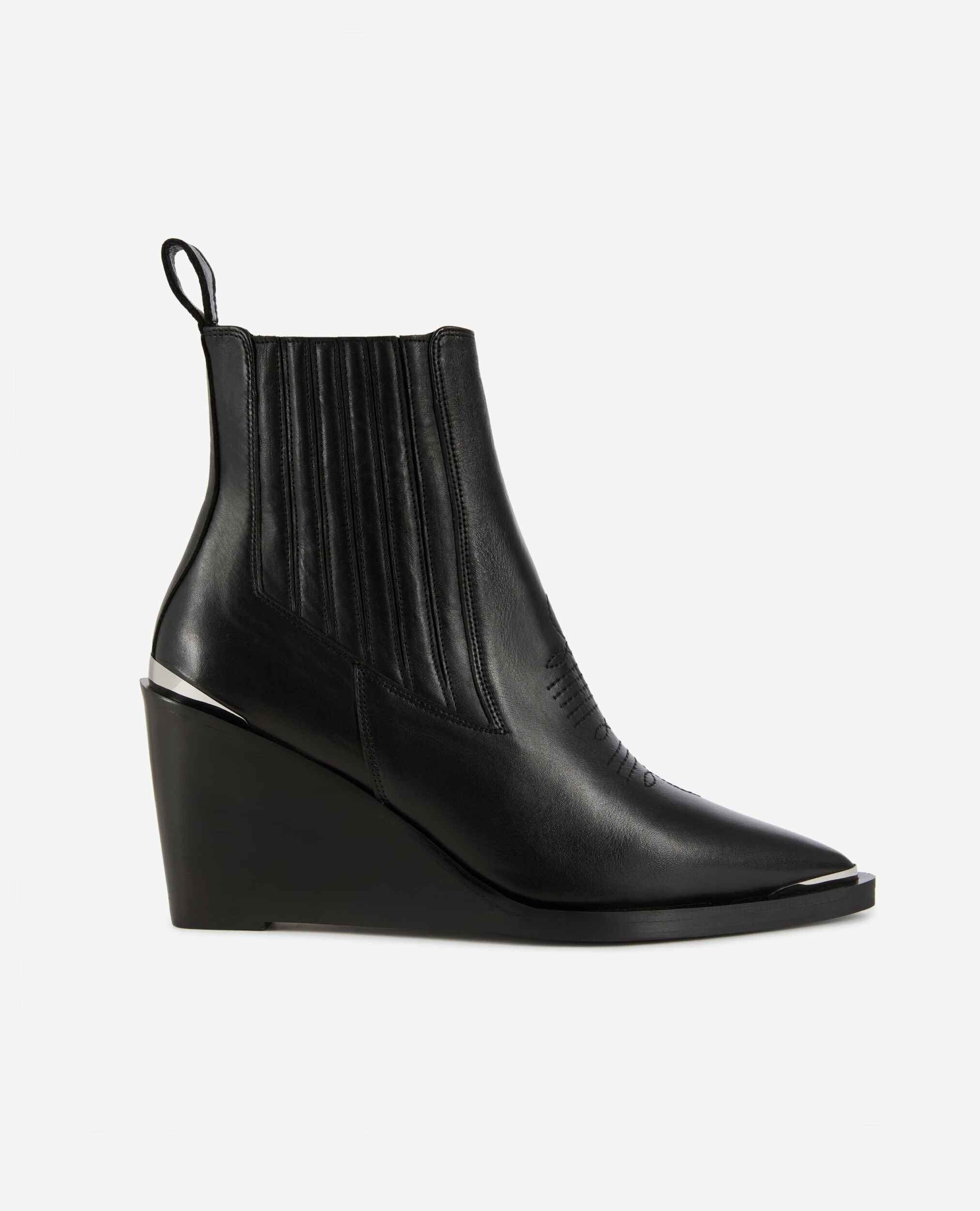 Bottines Western En Cuir Noir