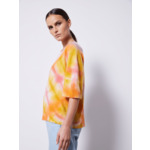 Pull cachemire col rond manches ¾ tie & dye Kaléidoscope GLYCINE/SUNFLOWER