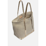 Cabas L Zippé Porté Epaule Lin et Paillettes Made In France