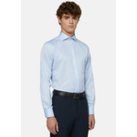 Chemise À Rayures Bleu Clair En Sergé De Coton Regular Fit