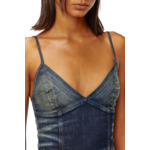 Top crop en denim strié