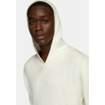 Pull Blanc À Capuche Avec Encolure En V En Laine Mérinos