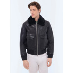 Bombardier en cuir à col amovible