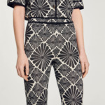 Pantalon jacquard fleur
