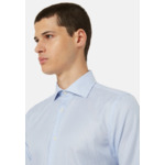 Chemise À Rayures Bleu Clair En Sergé De Coton Regular