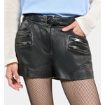 Short En Cuir Noir Femme
