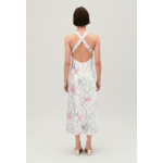 Robe longue satinée imprimée