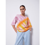 Pull cachemire col rond manches ¾ tie & dye Kaléidoscope GLYCINE/SUNFLOWER