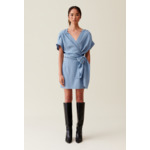 Robe courte cache-cœur rayures bleu