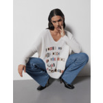 Pull poncho cachemire Letters ECRU