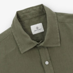 Chemise manches courtes en lin vert avocat