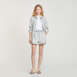 Short en jean strassé et perlé