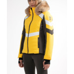Veste de ski à empiècements et fourrure femme