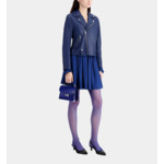 Blouson Perfecto En Cuir Bleu Femme