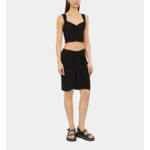 Jupe Courte Noire Drapée En Soie Lavée Femme