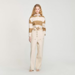 T-shirt rayé à col polo strassé