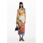 Robe midi en tulle à fleurs